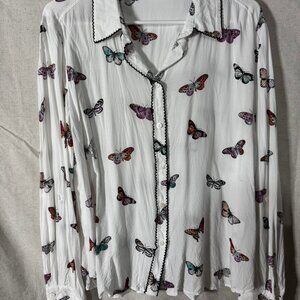 🦋 Jane + Delancey Butterfly Print Blouse - XL - Excellent Condition 🦋